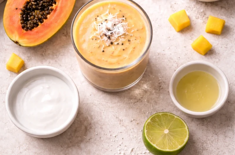 Tropisk Smoothie med Papaya, Mango och Kokosmjölk