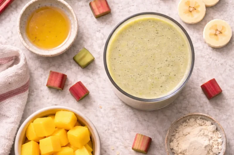 Enkel Smoothie med Rabarber, Banan och Proteinpulver