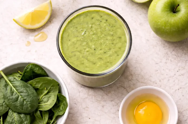 Nyttig Smoothie med Rått ägg, Spenat och Äpple