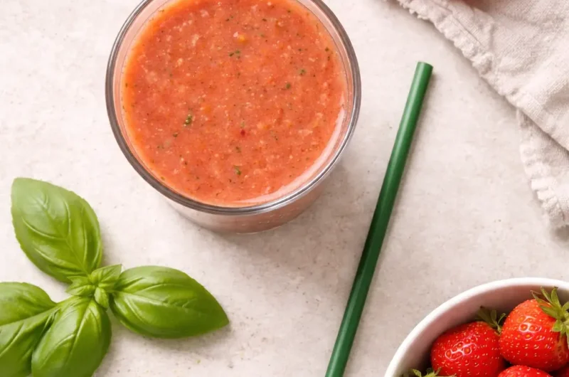 Detox-Smoothie med Tomat, Jordgubbar och Basilika