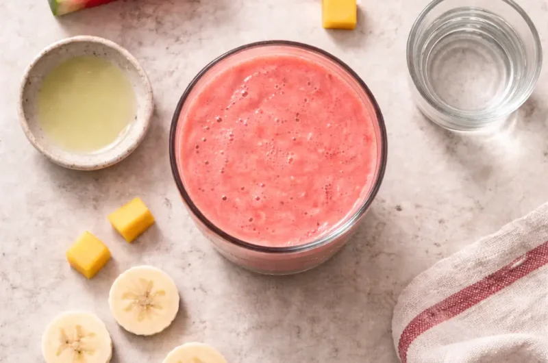 Enkel Smoothie med Vattenmelon, Banan och Jordgubbar
