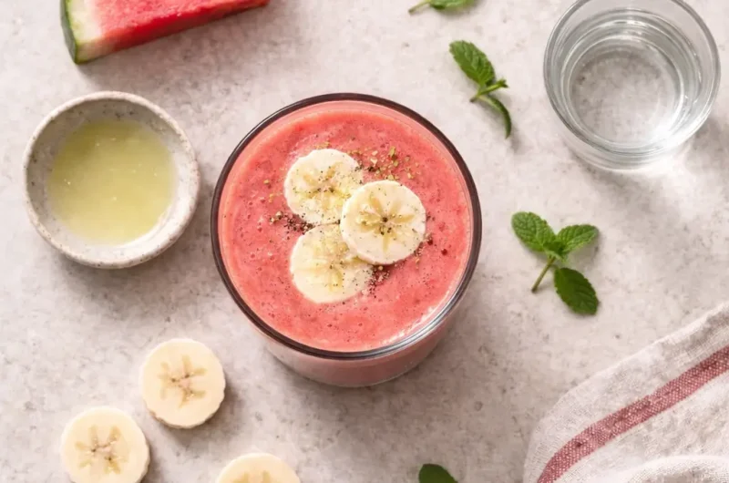 Enkel Smoothie med Vattenmelon, Banan och Mynta