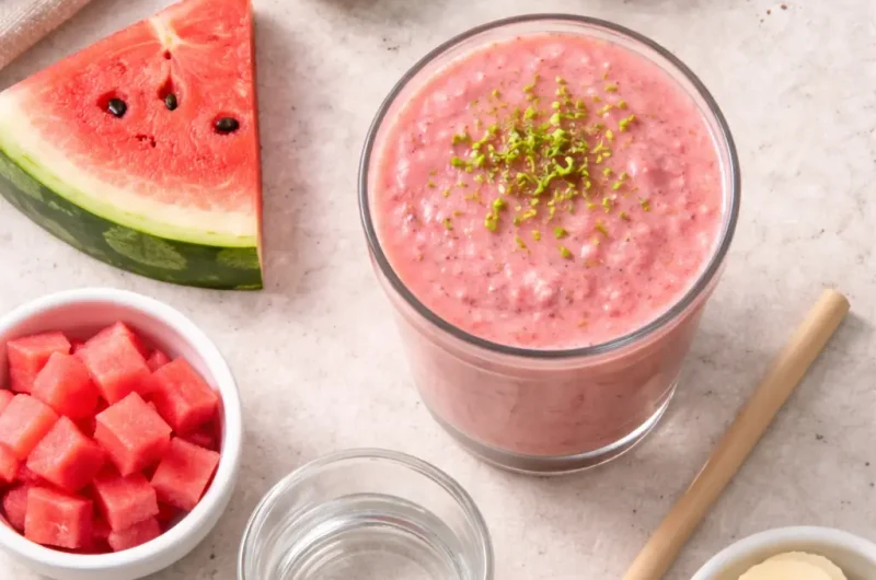Kalorisnål Smoothie med Vattenmelon, Lime och Proteinpulver