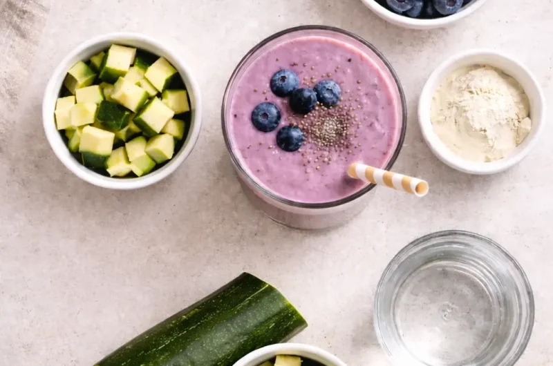 Kalorisnål Smoothie med Zucchini, Blåbär och Proteinpulver
