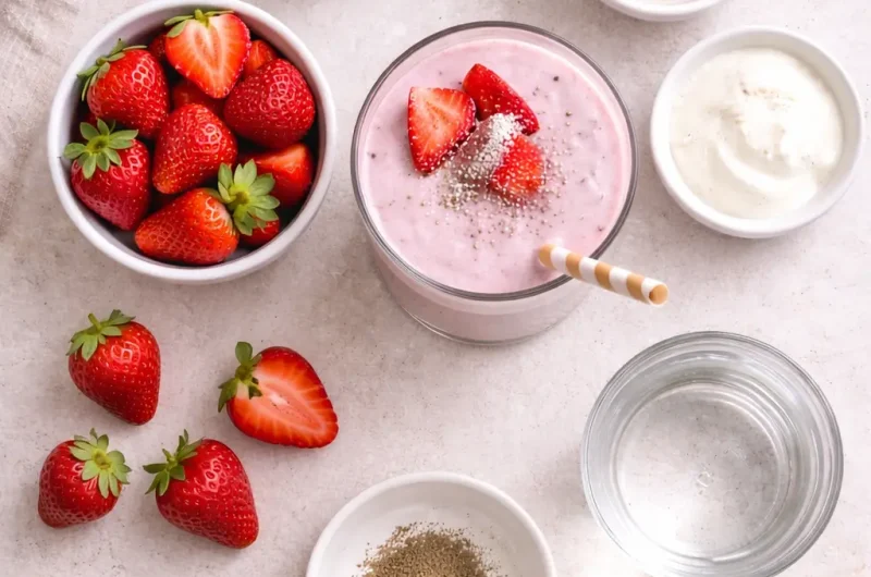 Enkel Smoothie med Zucchini, Jordgubbar och Yoghurt